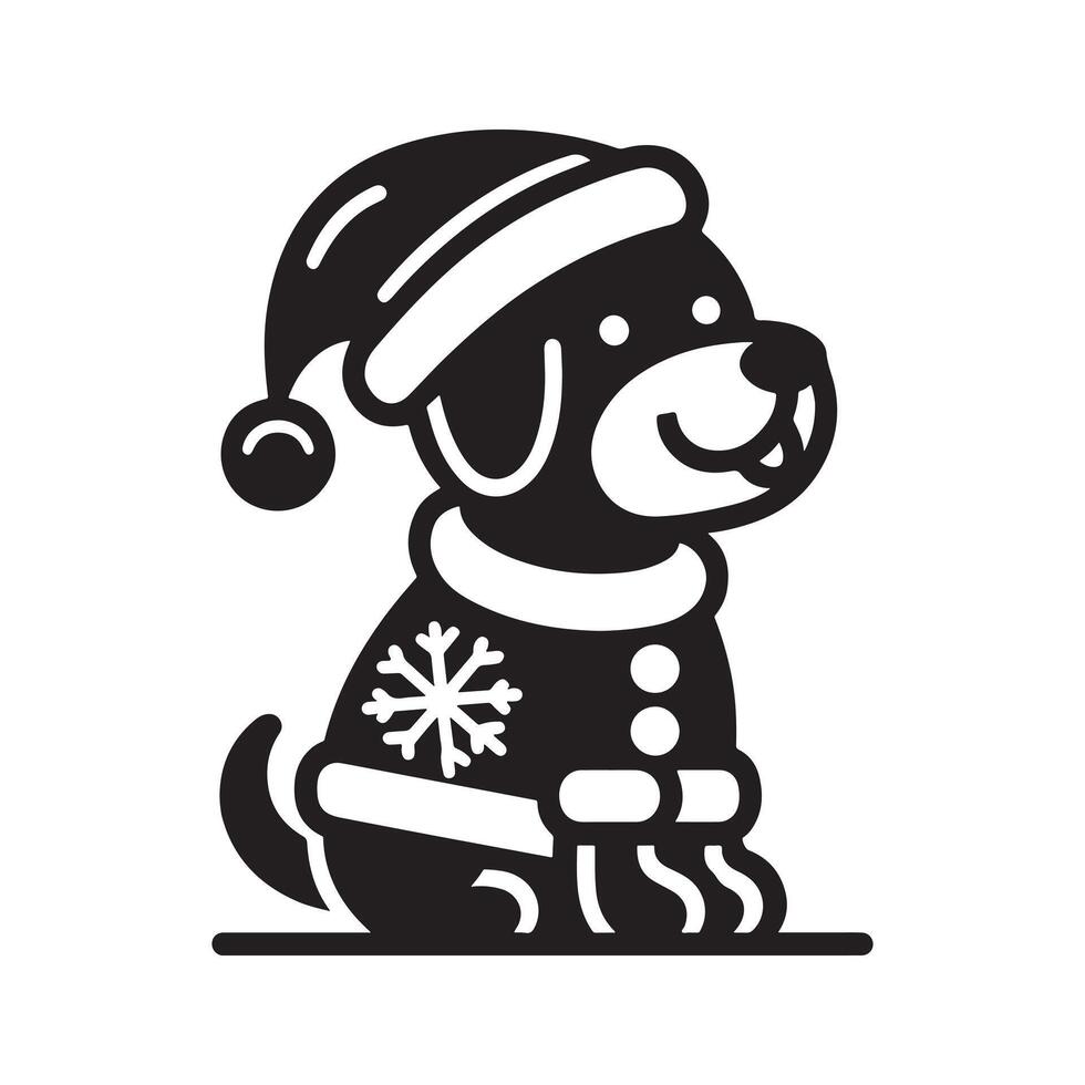 Christmas Dog in Festive Costume Silhouette vector
