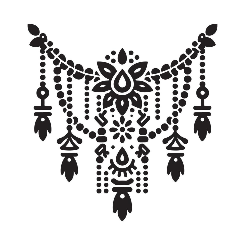 Christmas Garland Icon in Black Silhouette vector