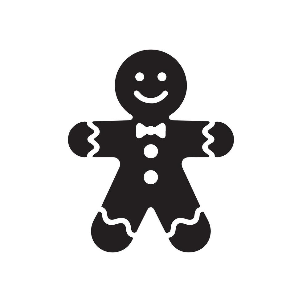 Gingerbread Man Icon Silhouette for Christmas vector