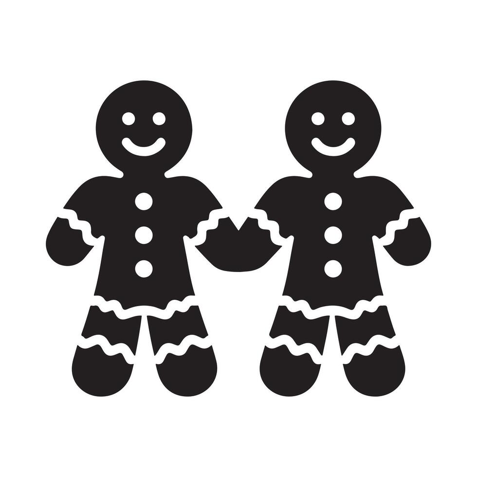 Black Silhouette of Gingerbread Men for Christmas vector