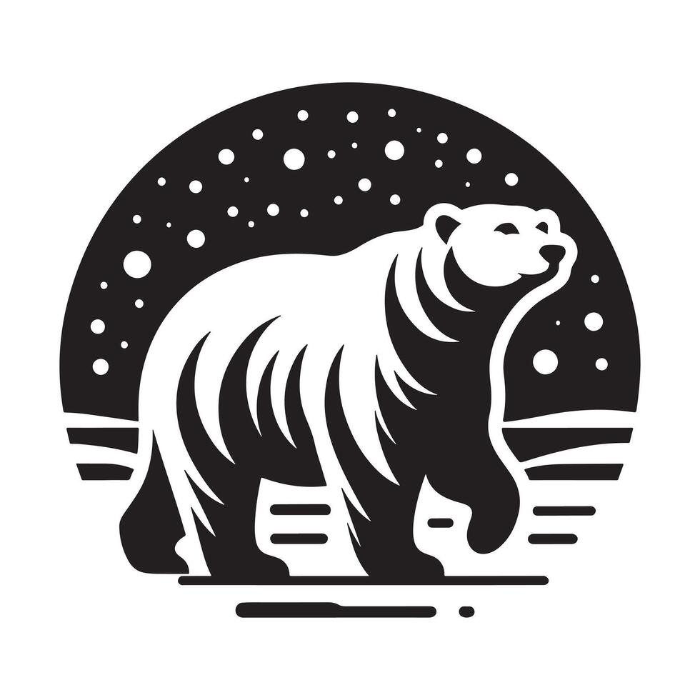 Christmas Polar Bear Silhouette Icon vector