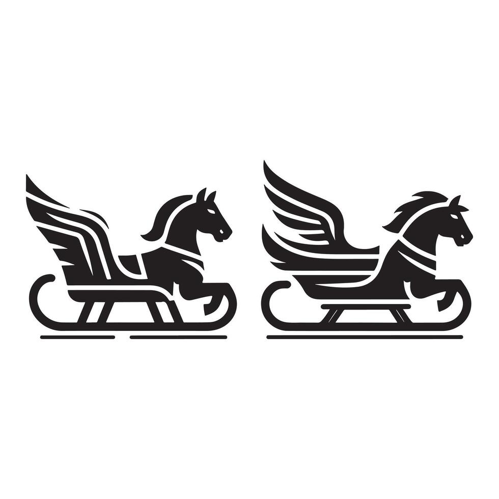 Set of Christmas Sleigh Icons Silhouette vector