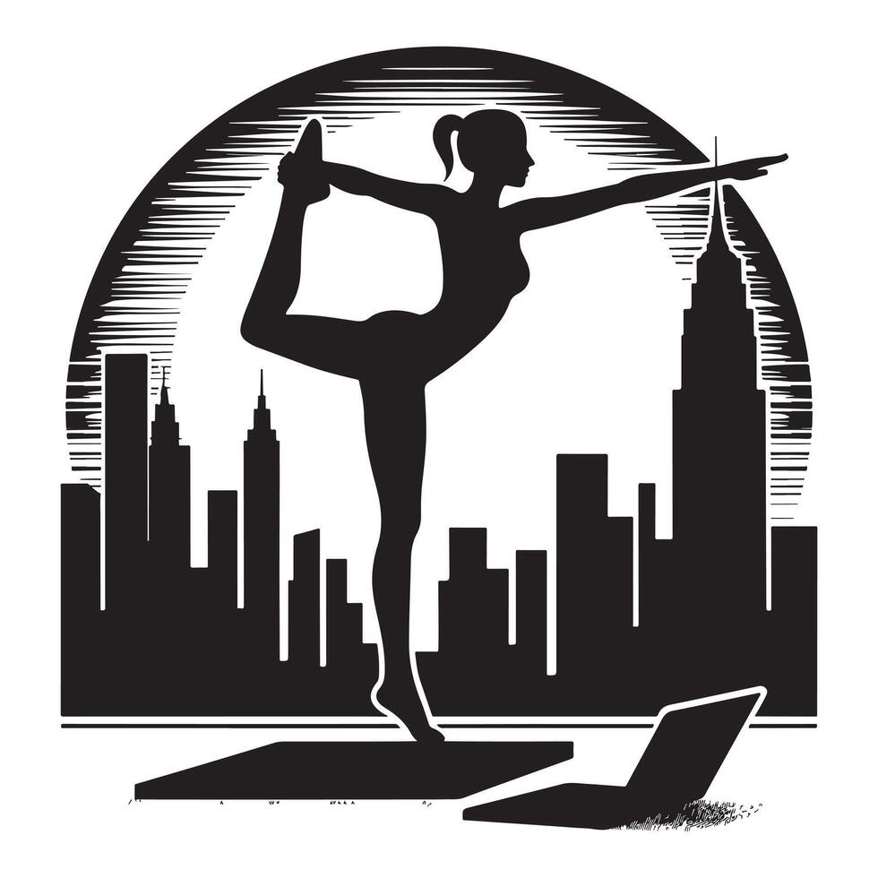 Aerobics Routine Silhouette vector