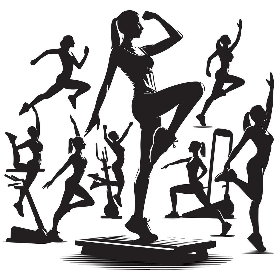 Aerobics Stretch Silhouette vector