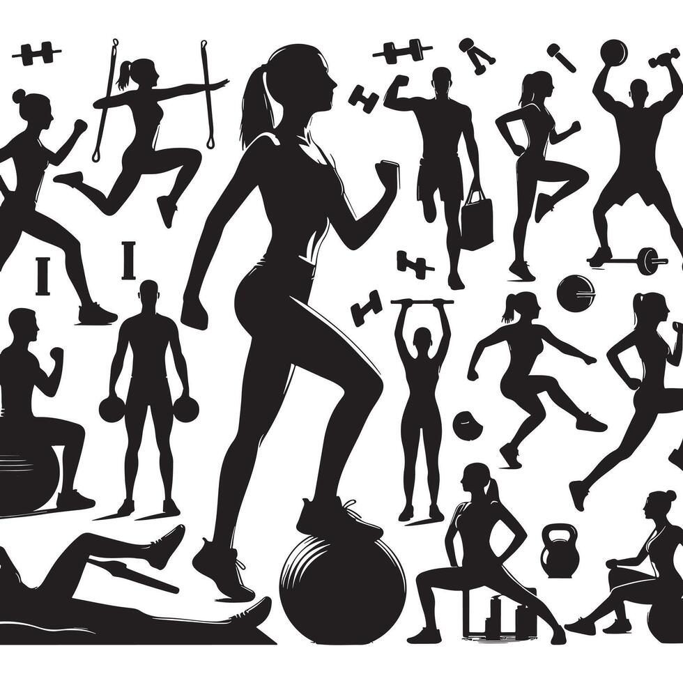Aerobics Performance Pose Silhouette vector