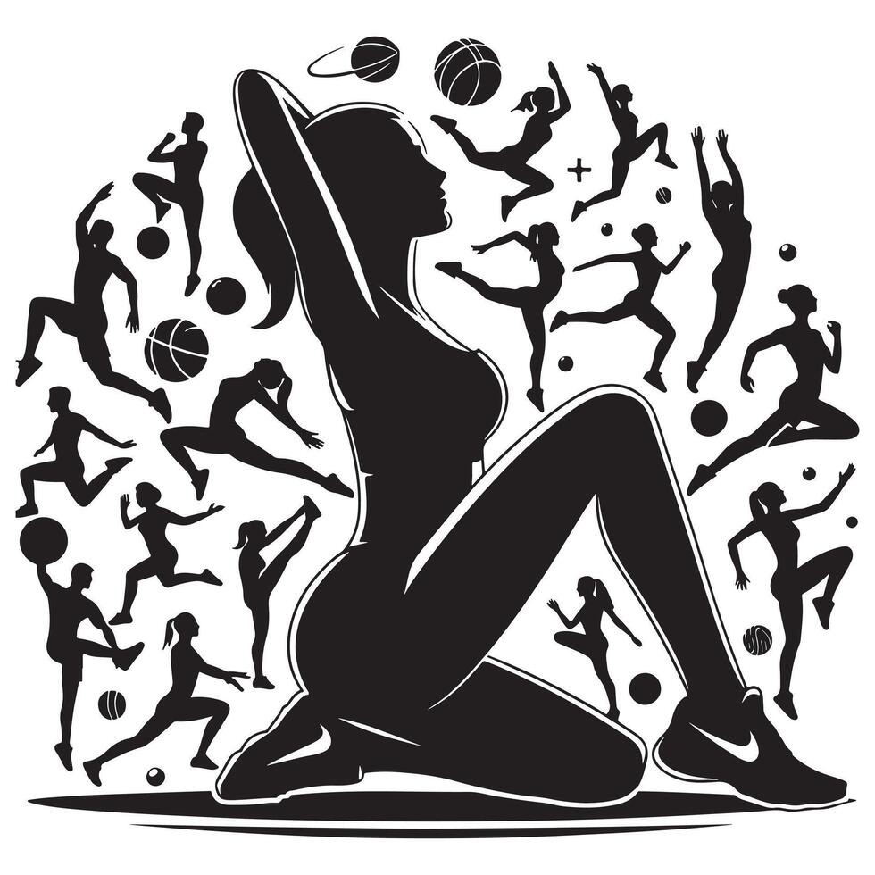 Aerobics Exercise Silhouette vector