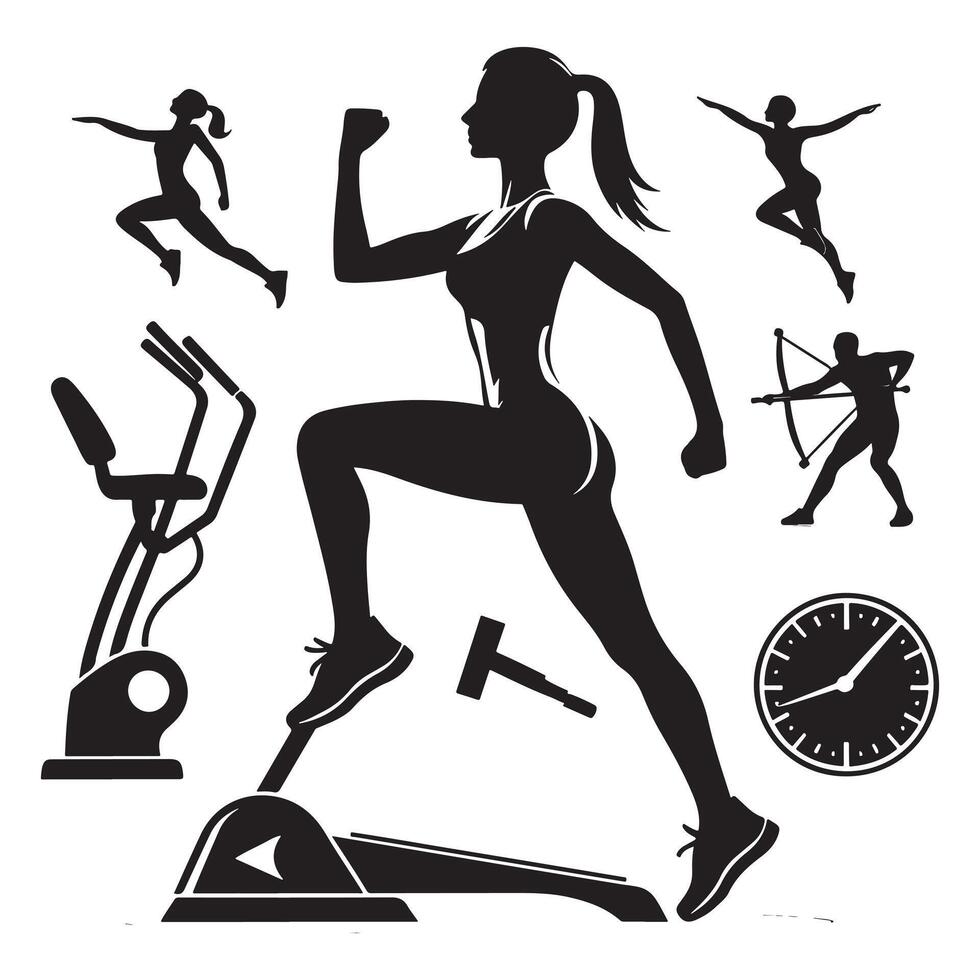 Aerobics Movement Silhouette vector