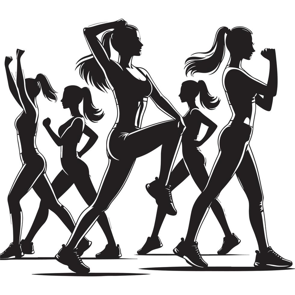 Aerobics Dance Silhouette vector
