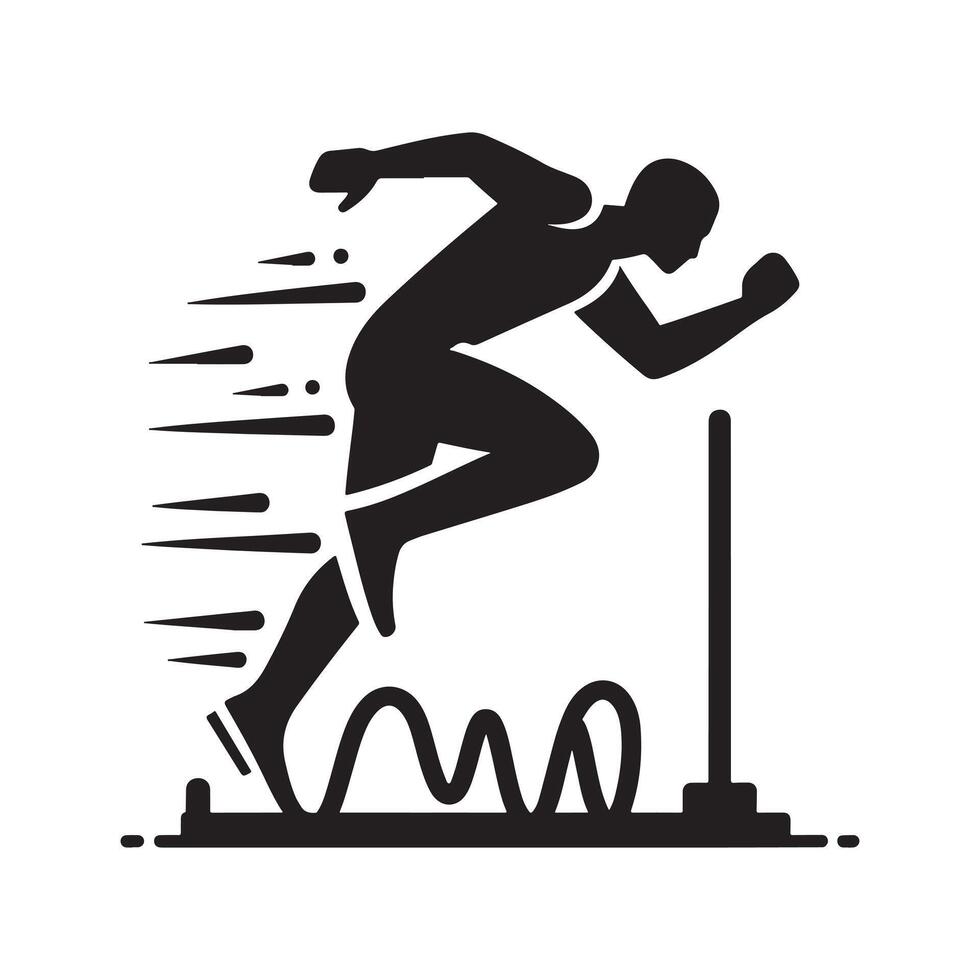 Agility Drill Silhouette on White Background vector