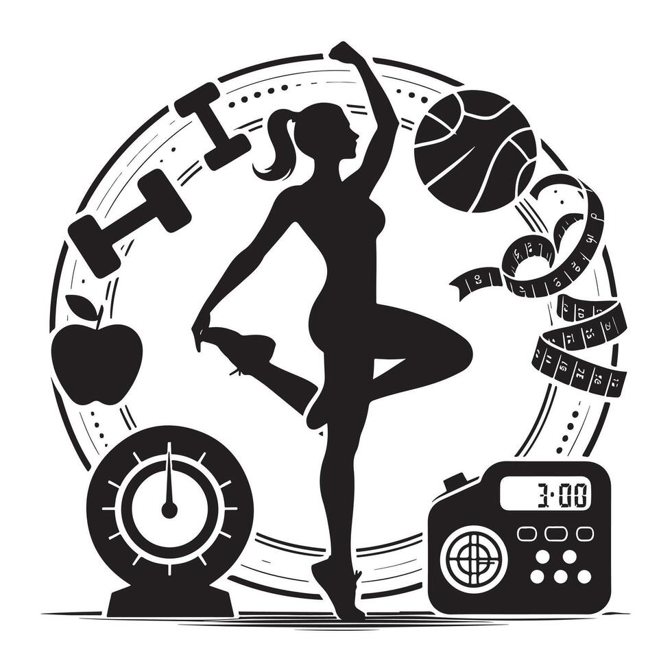 Aerobics Action Silhouette vector