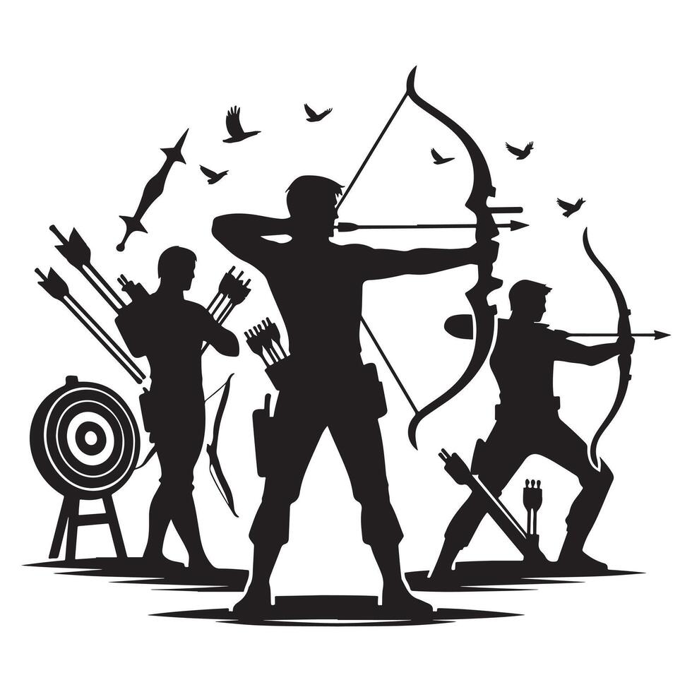 Archery Sport Silhouette vector