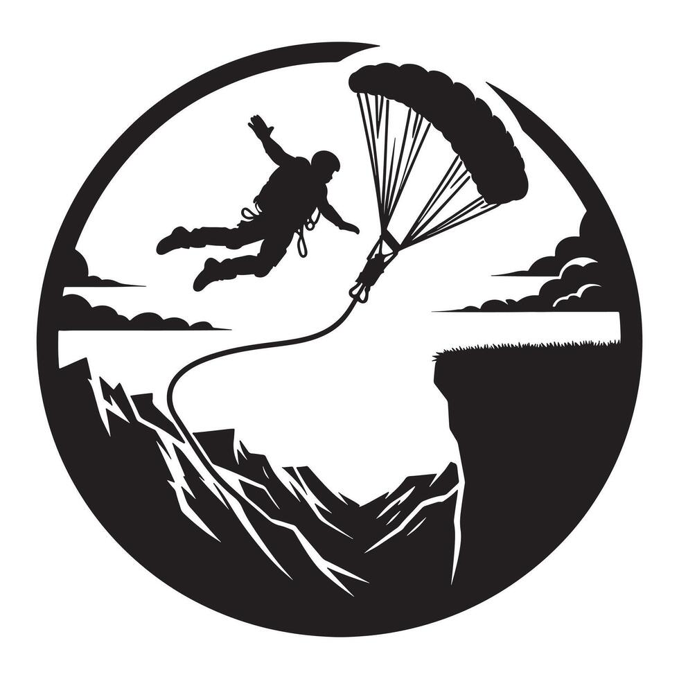 Base Jumping Landing Silhouette vector