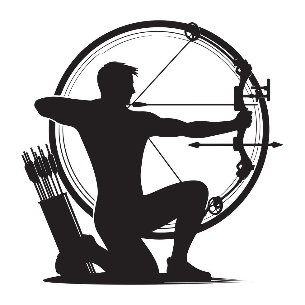 Archery Action Shooting Silhouette vector