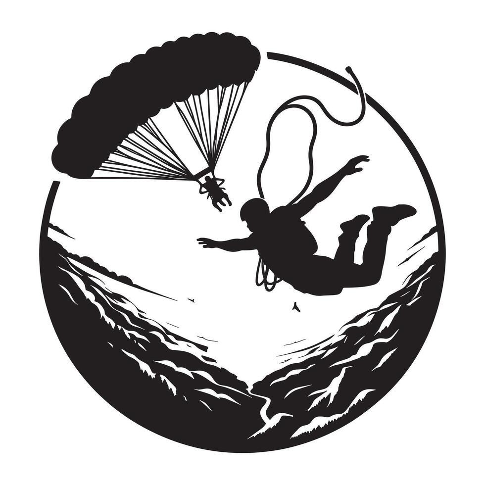 Base Jumping Freefall Silhouette vector