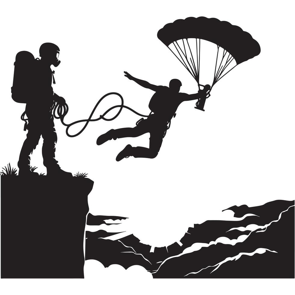 Base Jumping Silhouette vector