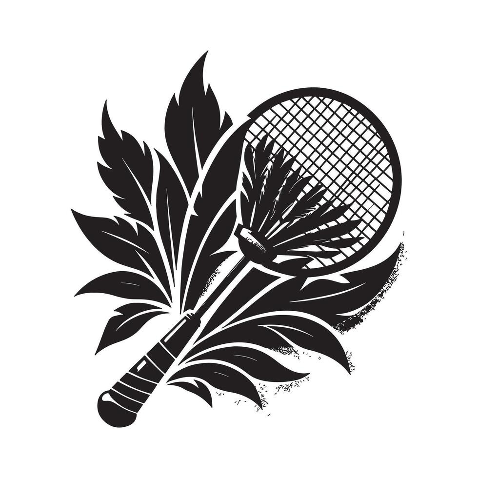 Badminton Action Play Silhouette vector
