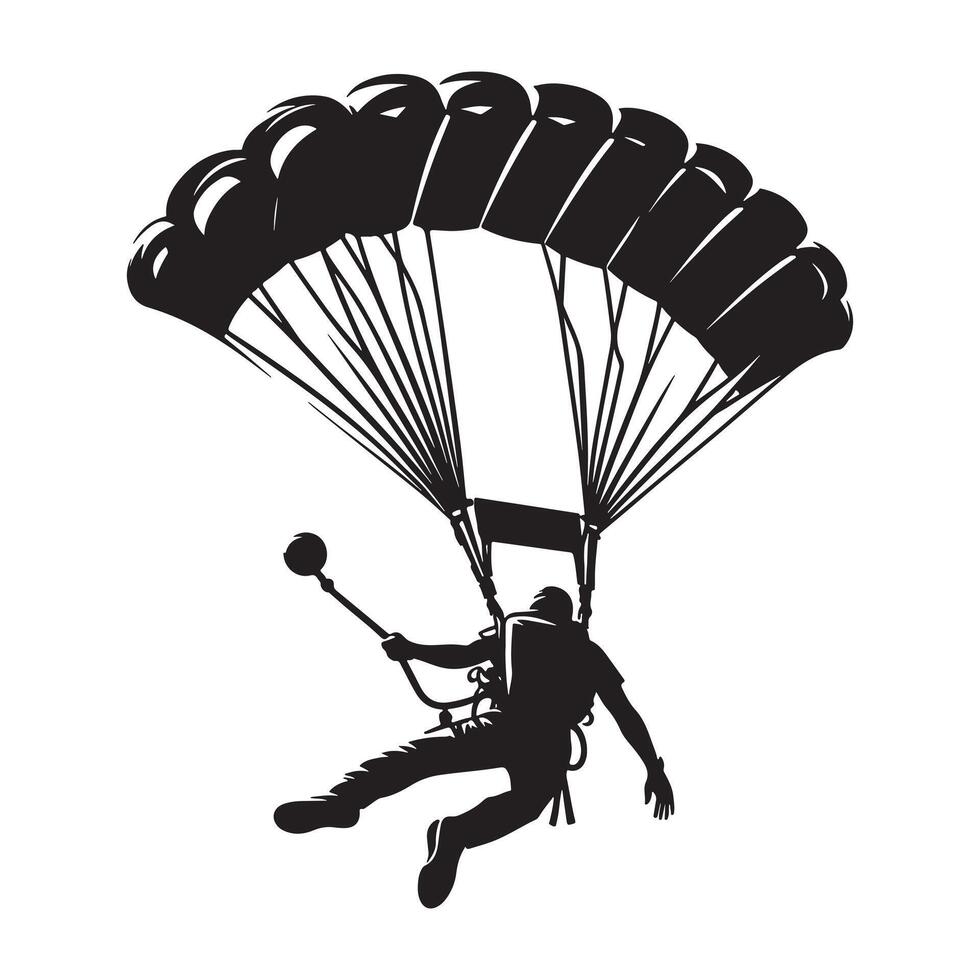 Base Jumping Descent Silhouette vector