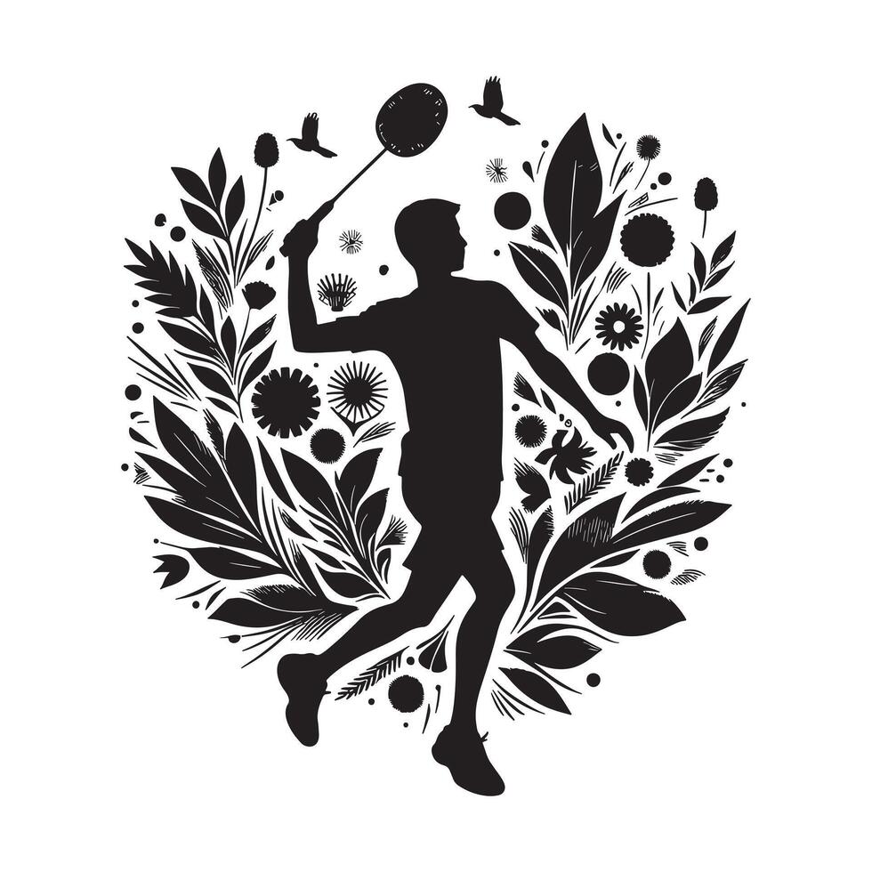 Badminton Player Silhouette vector