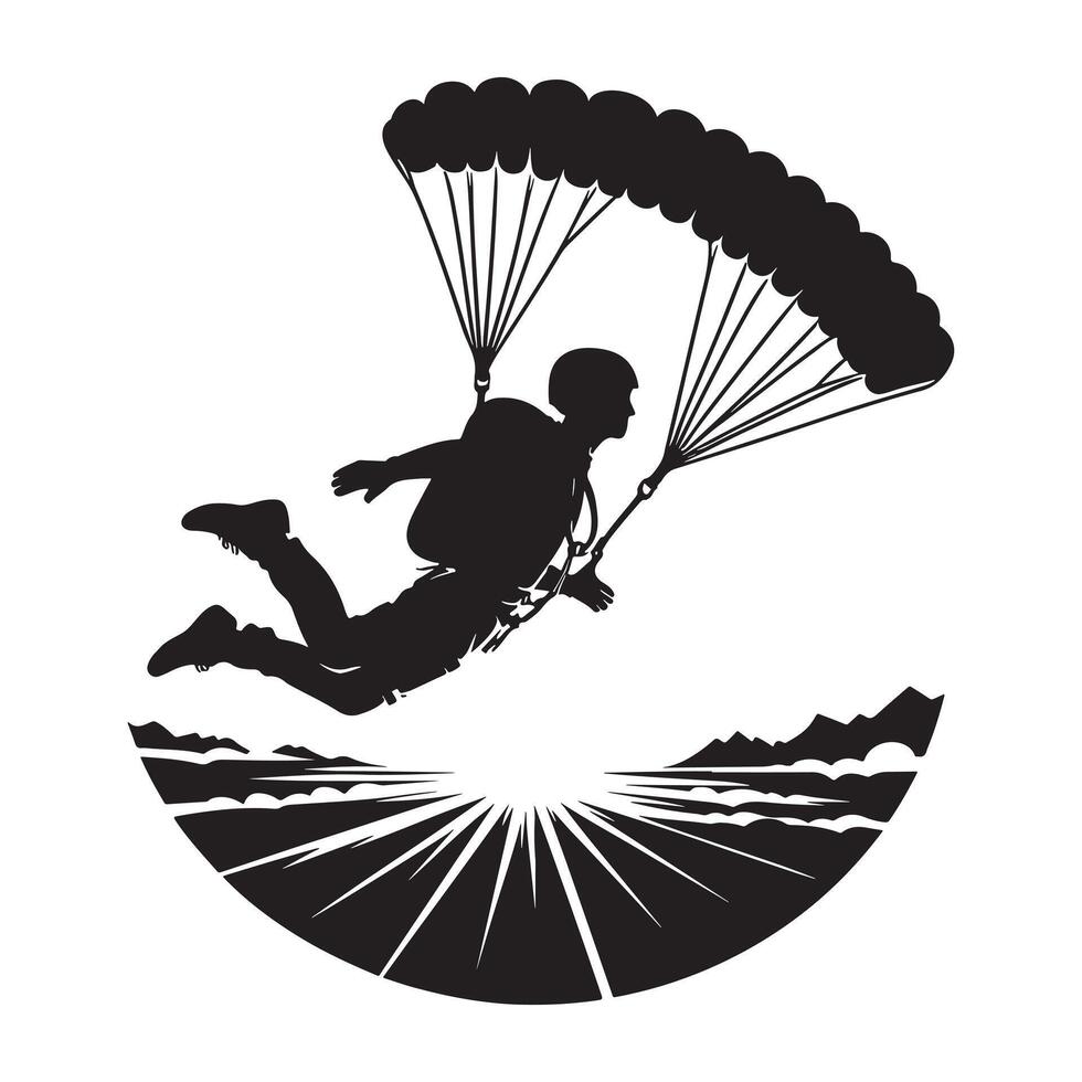 Base Jumping Mid-Flight Silhouette vector