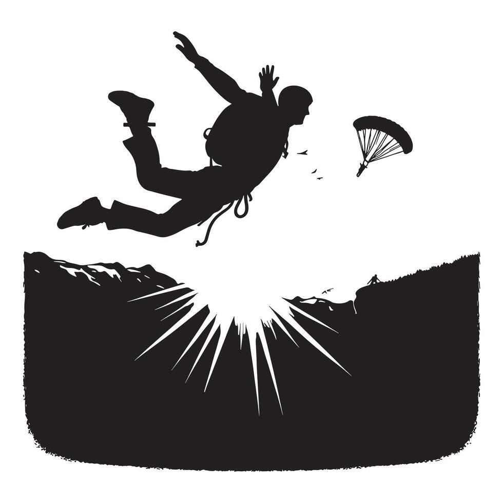 Base Jumping Fall Silhouette vector