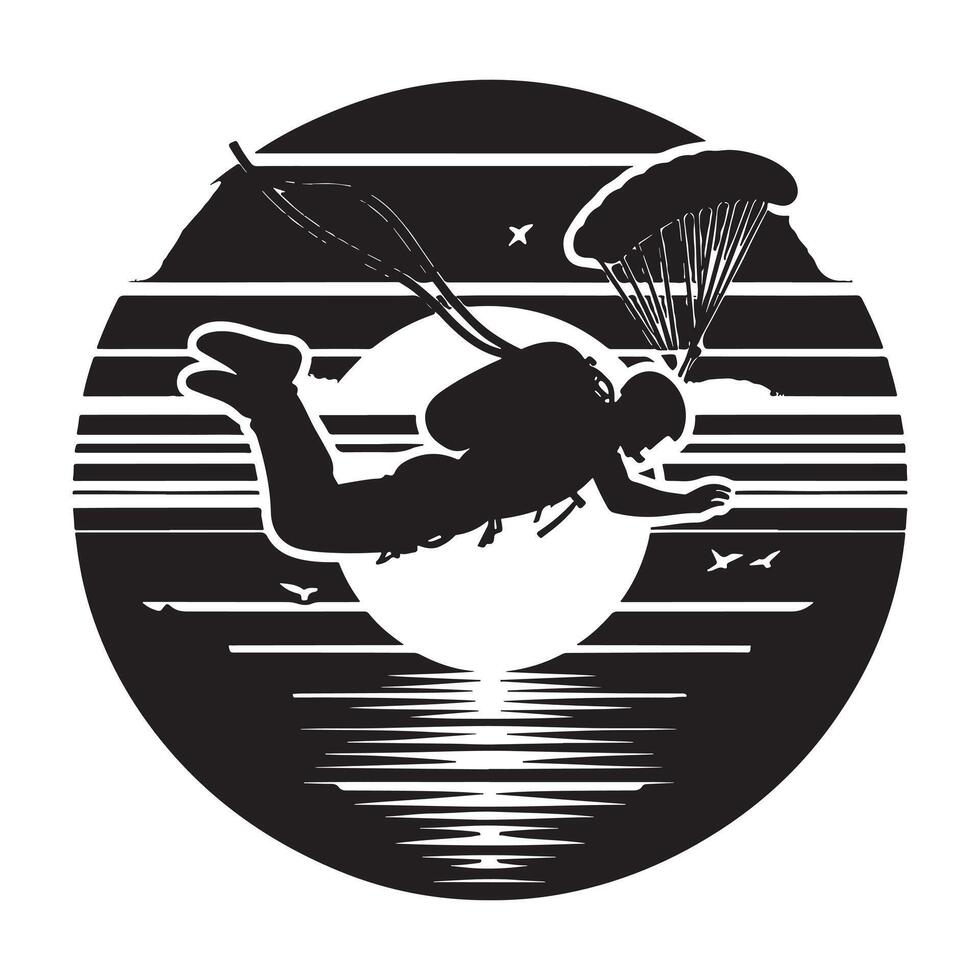 Base Jumping Leap Silhouette vector