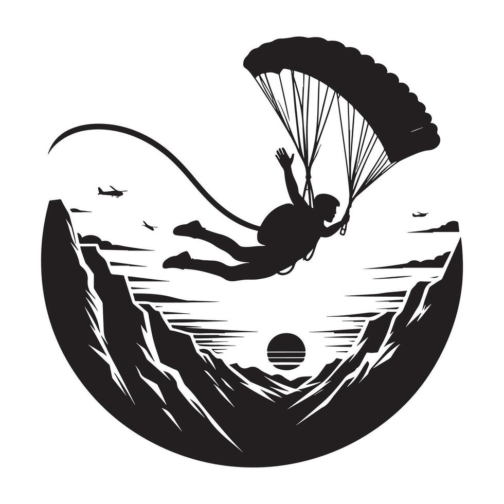 Base Jumping Skyward Silhouette vector