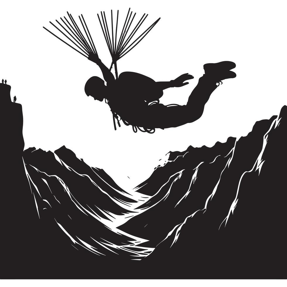 Base Jumping in Action Silhouette vector
