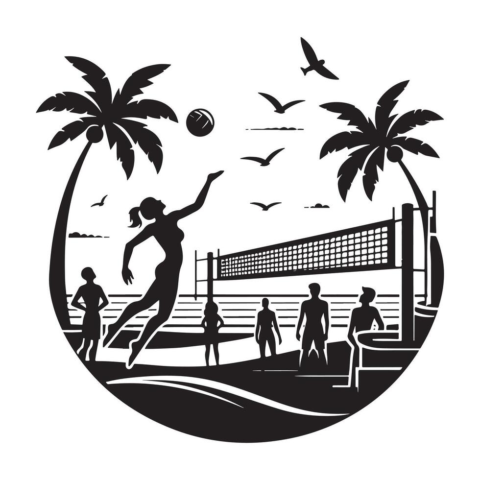 Beach Volleyball Serve Silhouette vector