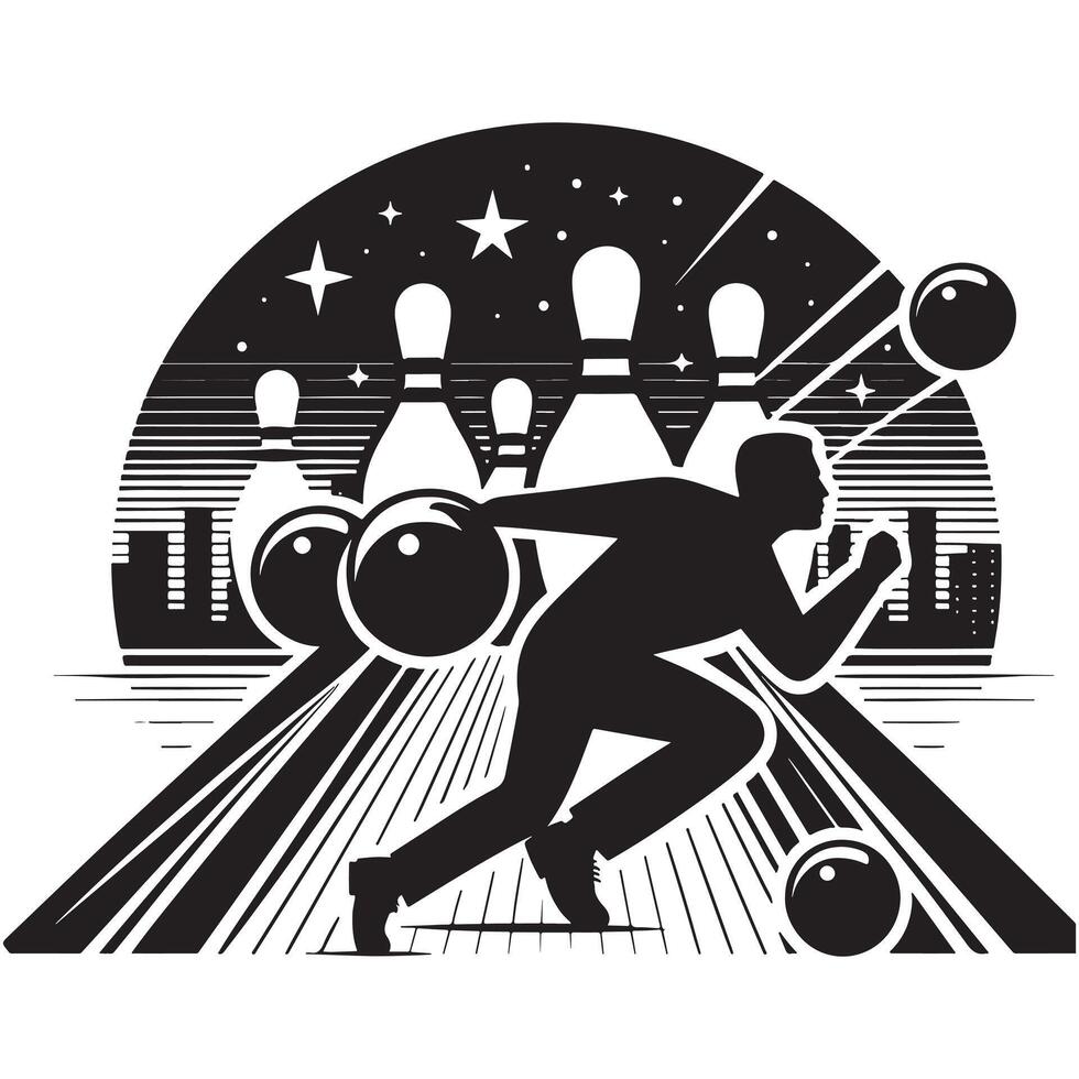 Bowling Follow-Through Silhouette vector