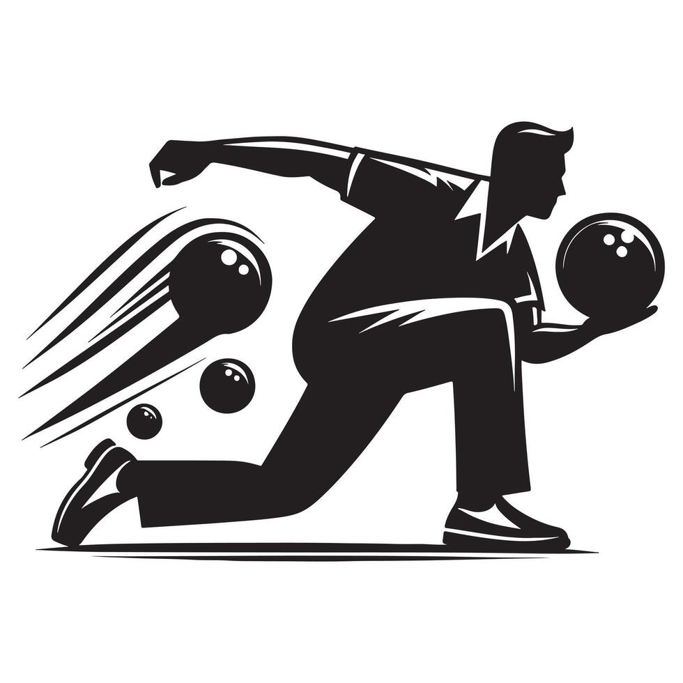 Bowling Pose Silhouette vector