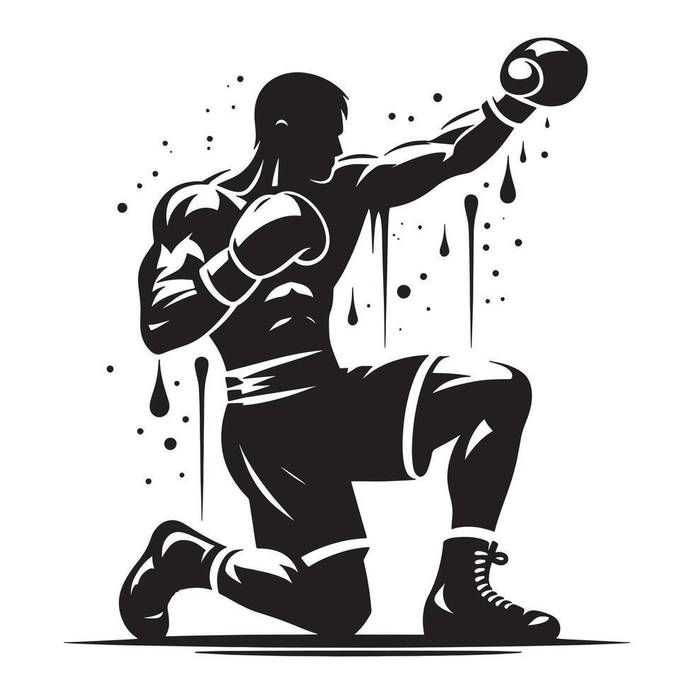 Boxing Knockout Punch Silhouette vector
