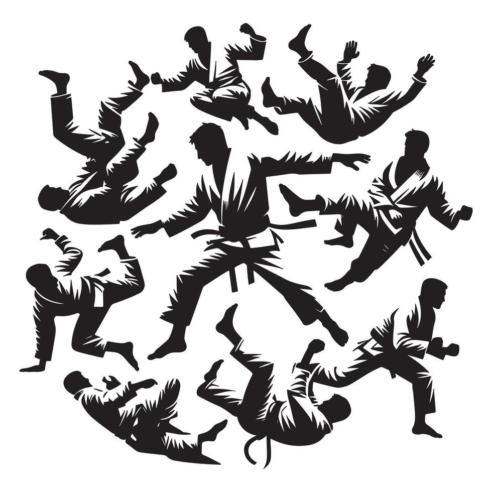Brazilian Jiu-Jitsu Sweep Silhouette vector