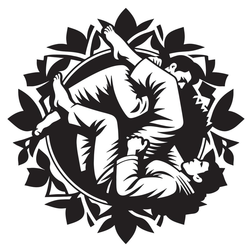 Brazilian Jiu-Jitsu Guard Silhouette vector