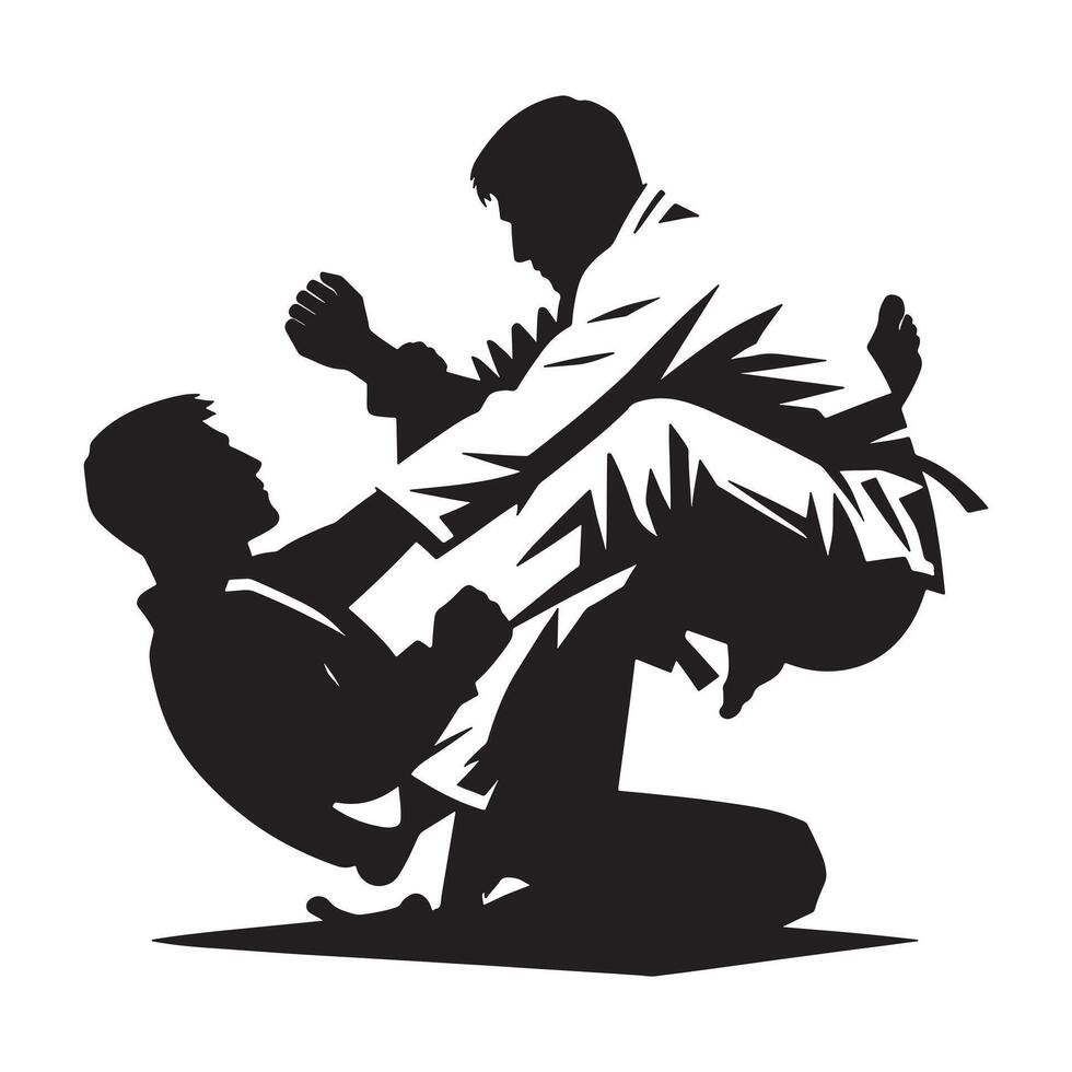 Brazilian Jiu-Jitsu Submission Silhouette vector