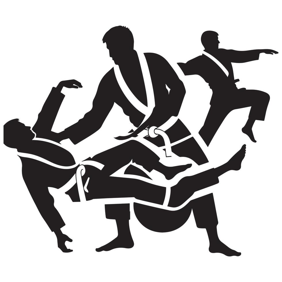 Brazilian Jiu-Jitsu Back Control Silhouette vector