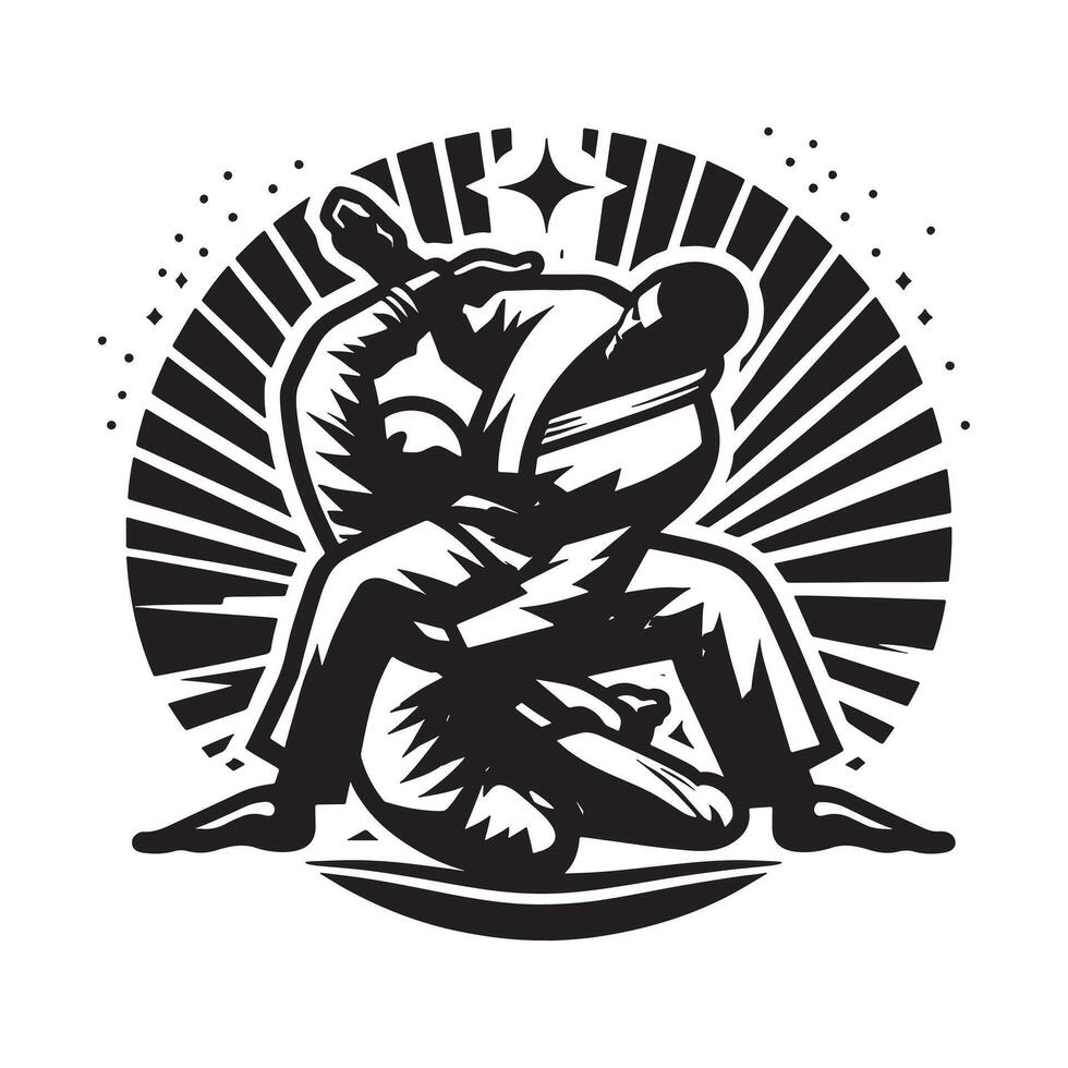 Brazilian Jiu-Jitsu Armbar Silhouette vector
