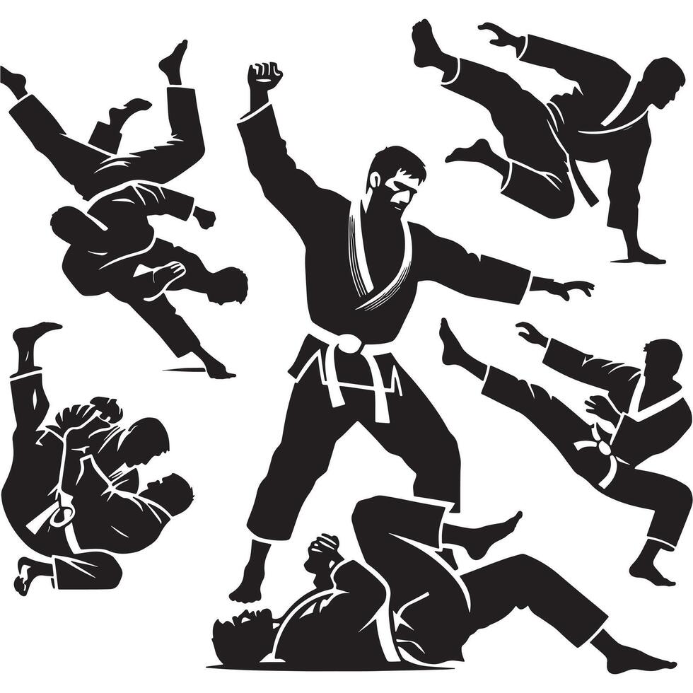 Brazilian Jiu-Jitsu Grapple Silhouette vector