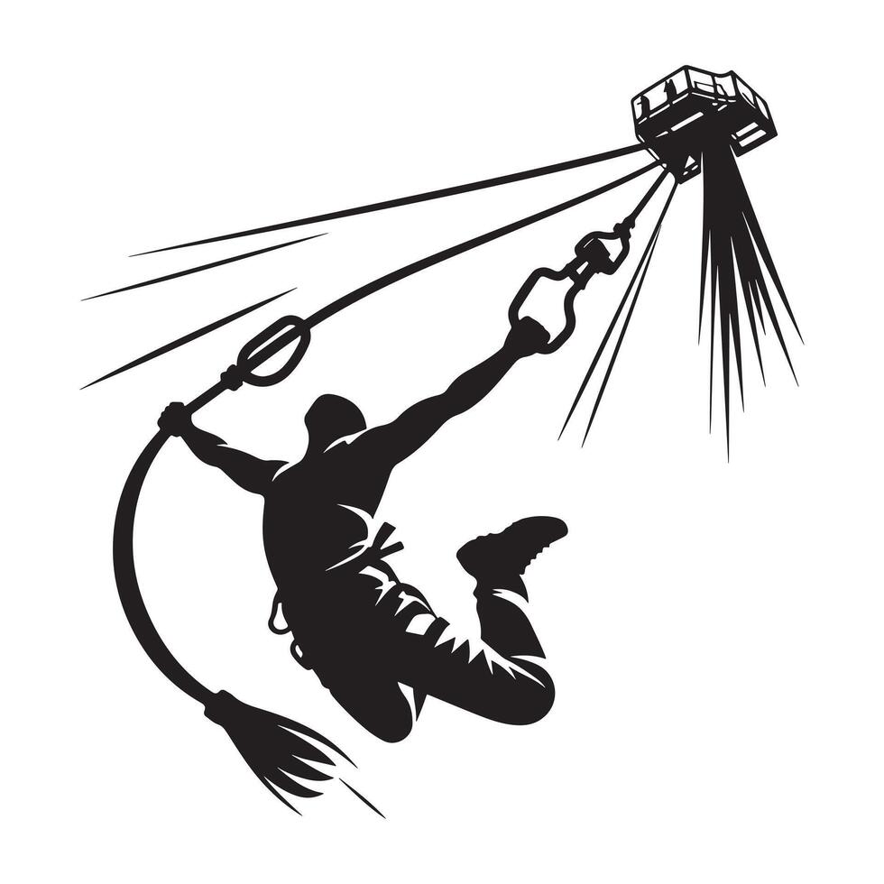 Bungee Jumper with Open Arms Silhouette vector
