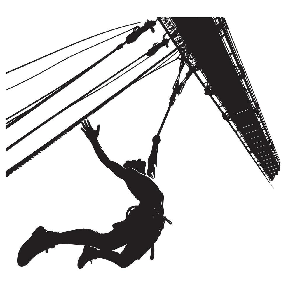 Bungee Jumper Ready to Jump Silhouette vector