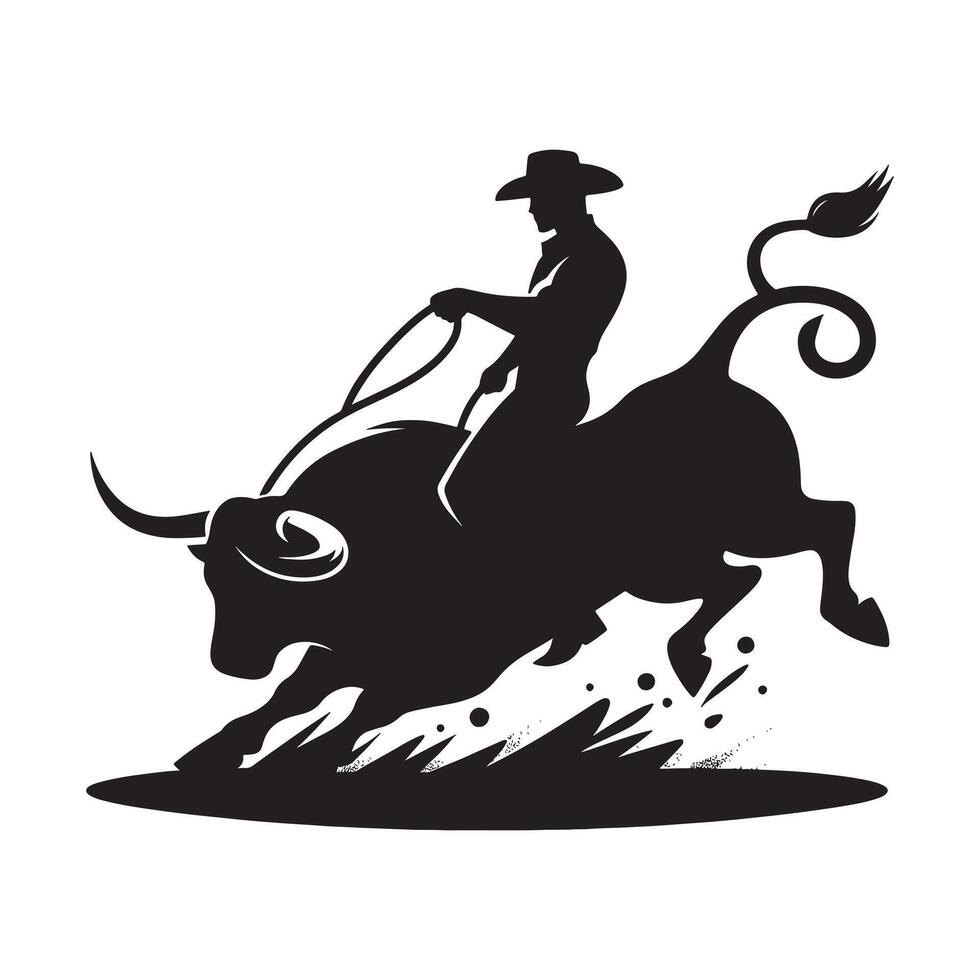 Bull Riding Rider Silhouette vector