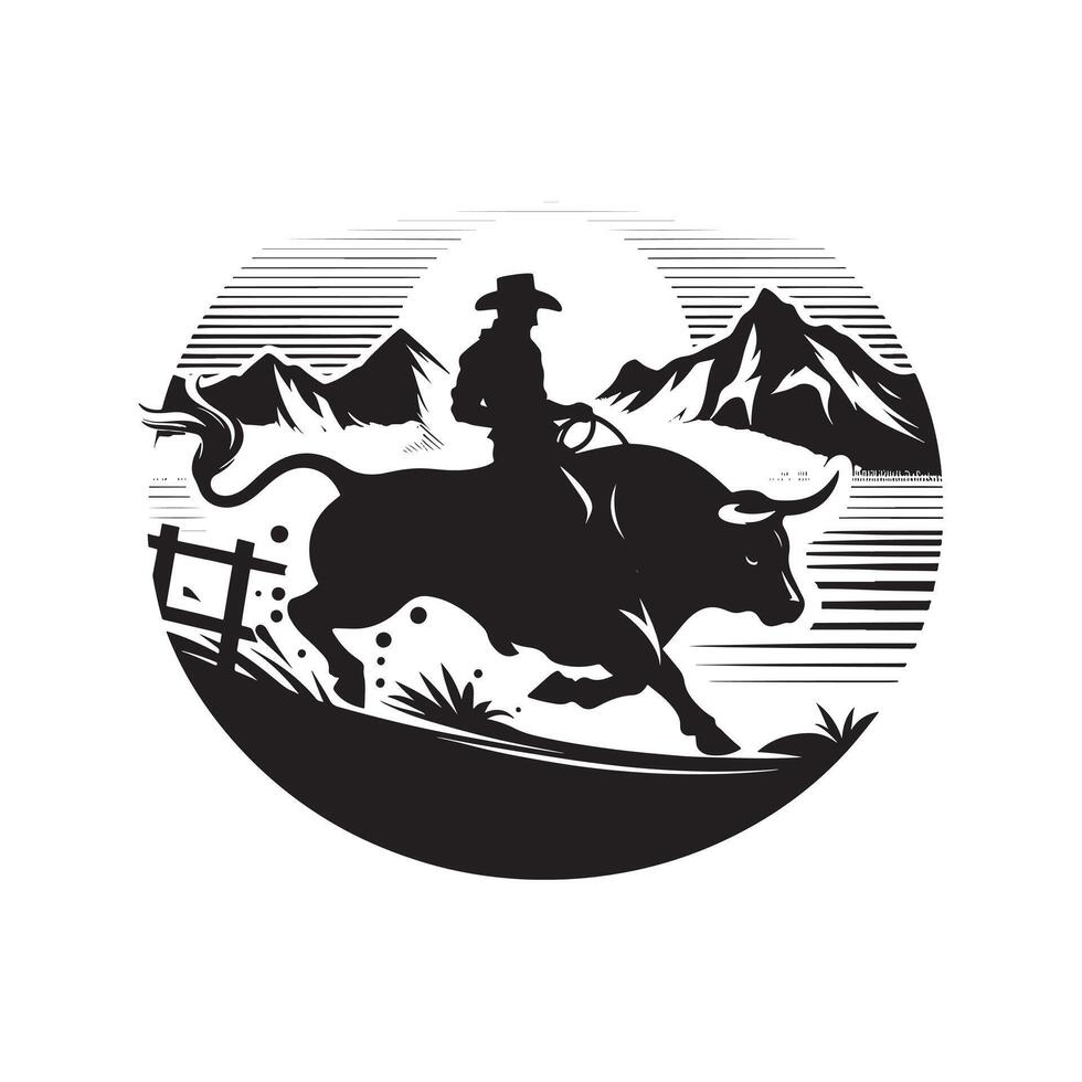 Bull Rider Hold Silhouette vector