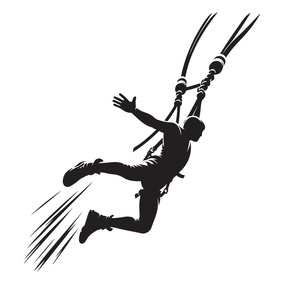 Bungee Jumper Mid-Fall Silhouette vector