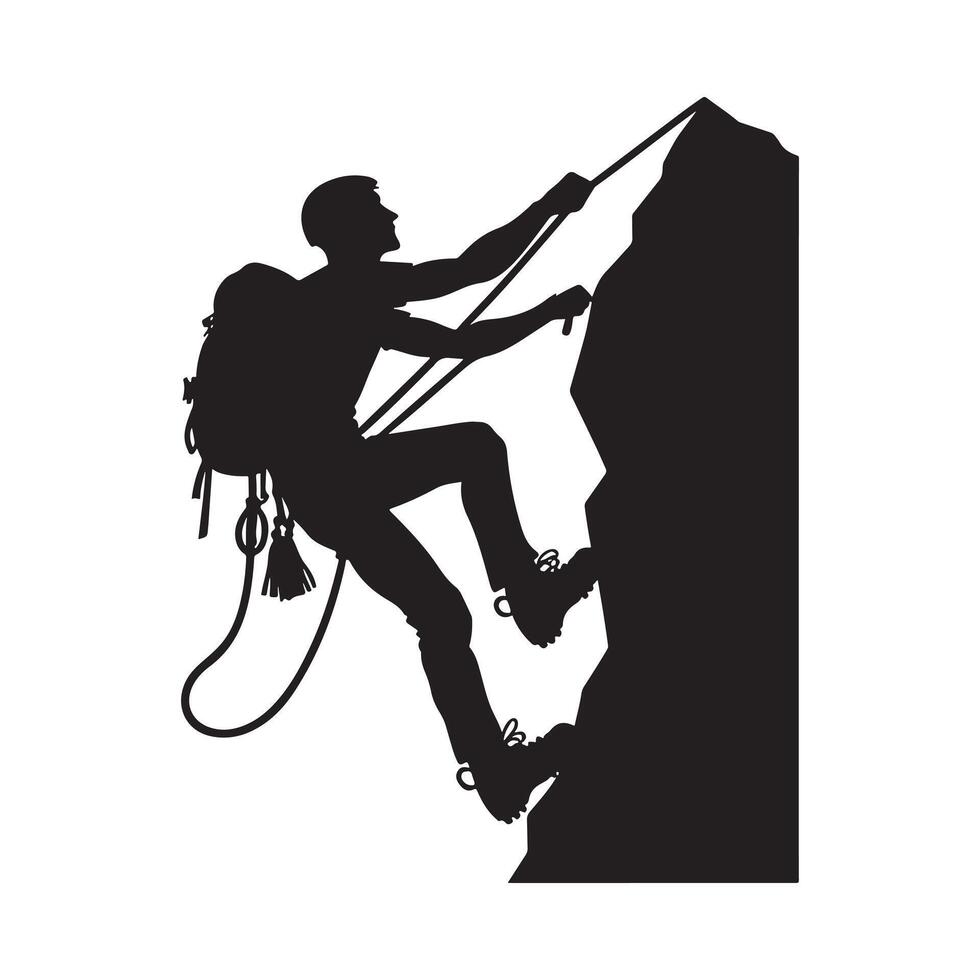 Climber on Rope Silhouette vector
