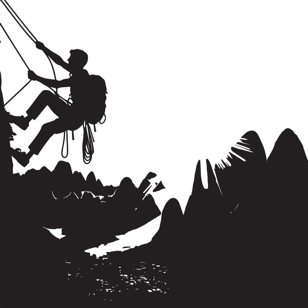 Climber on Cliff Edge Silhouette vector