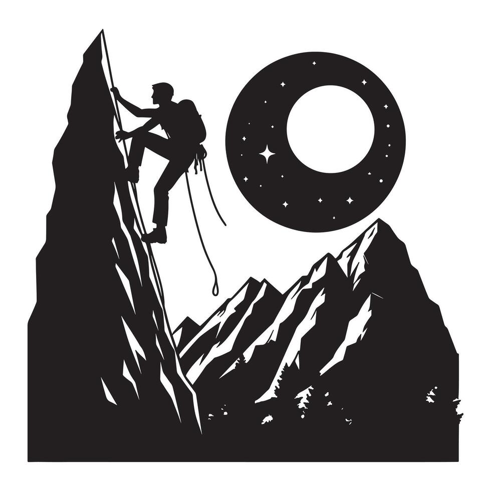 Climber Scaling Vertical Wall Silhouette vector