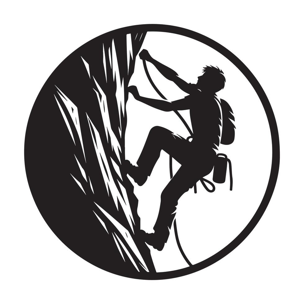 Climber on Overhang Silhouette vector