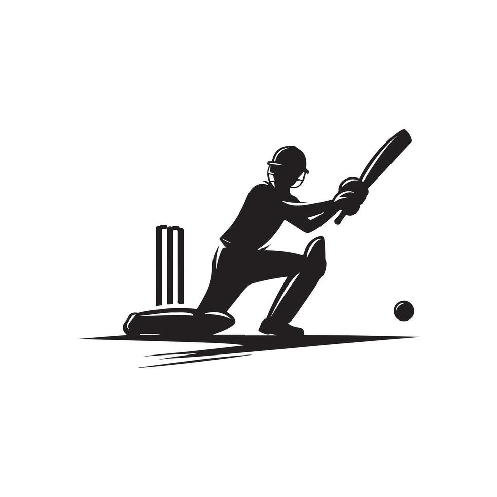 Cricket Player Fielding Silhouette vector