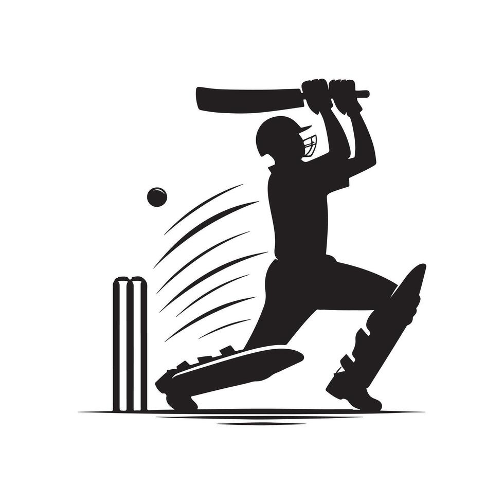Cricket Batsman Ready to Play Silhouette vector