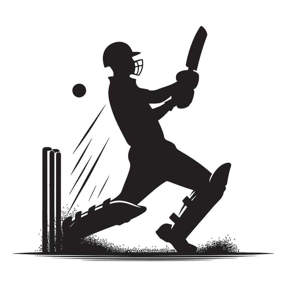 Cricket Player on Strike Silhouette vector