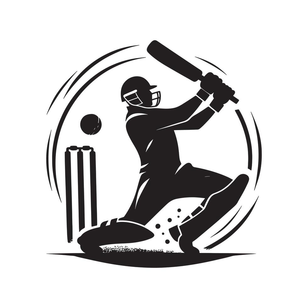 Cricket Bowler in Follow-Through Silhouette vector